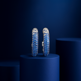 Sapphire Pavé Huggie Square Hoop Earrings