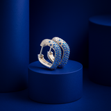 Sapphire Pavé Huggie Square Hoop Earrings