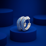 Sapphire Pavé Huggie Square Hoop Earrings