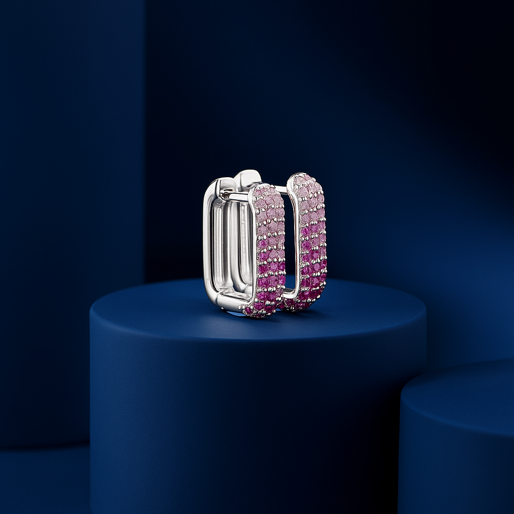 Ruby Ombré Pavé Huggie Hoop Earring