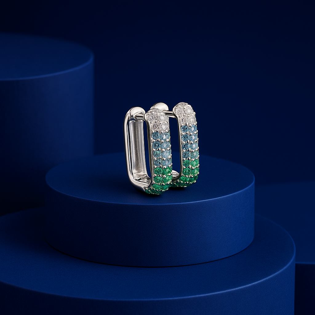 Emerald Ombré Pavé Huggie Hoop Earring