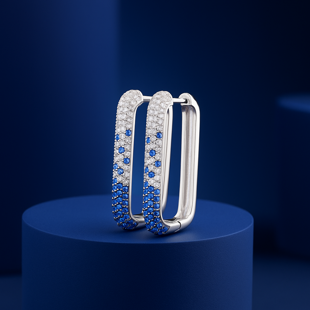 Sapphire Ombre Pavé Hoop Earrings