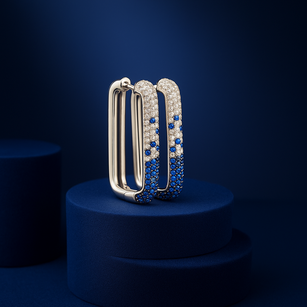Sapphire Ombre Pavé Hoop Earrings