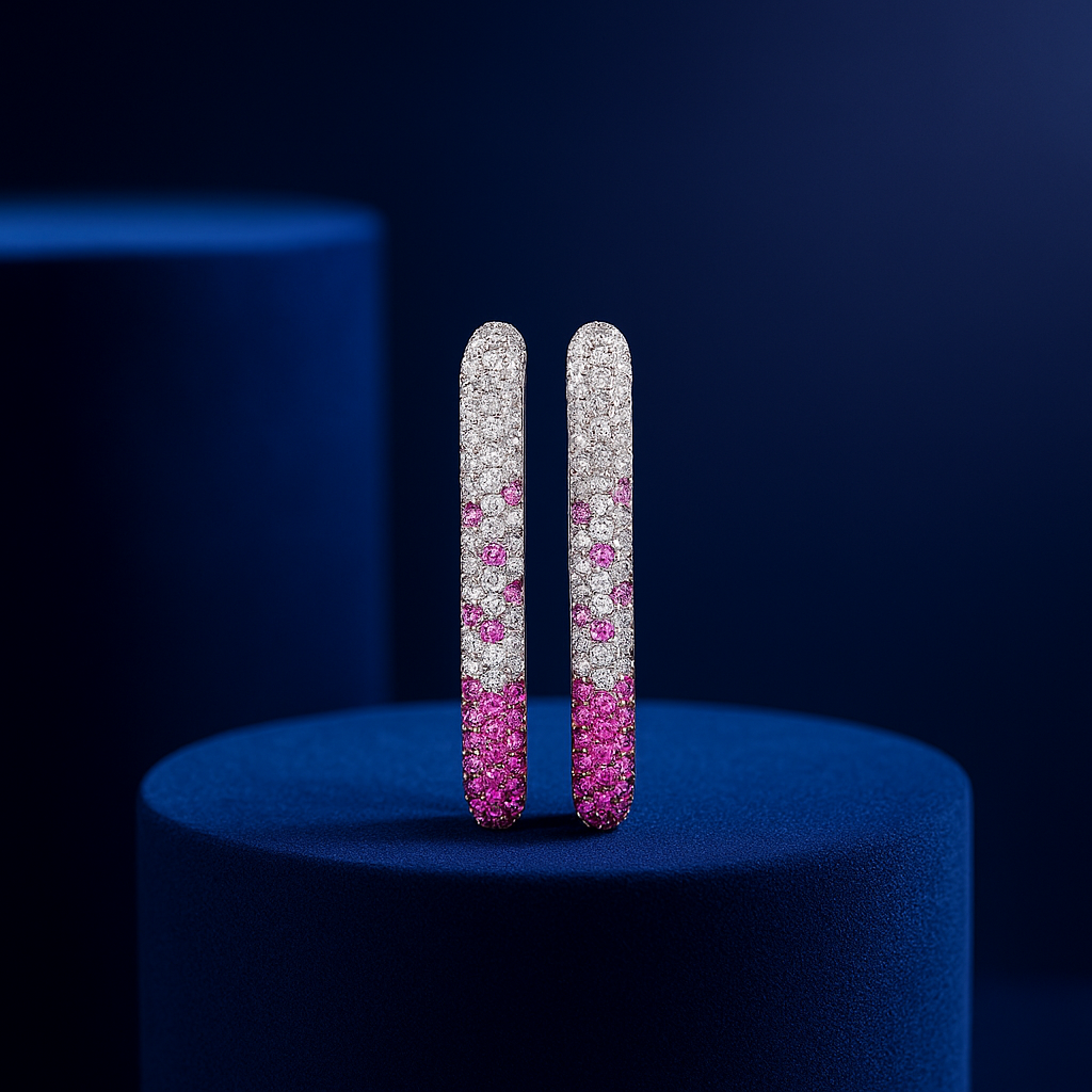 Ruby Ombre Pavé Hoop Earrings