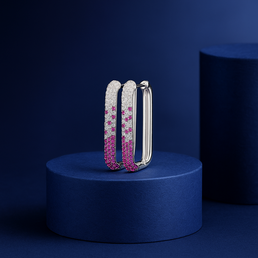 Ruby Ombre Pavé Hoop Earrings
