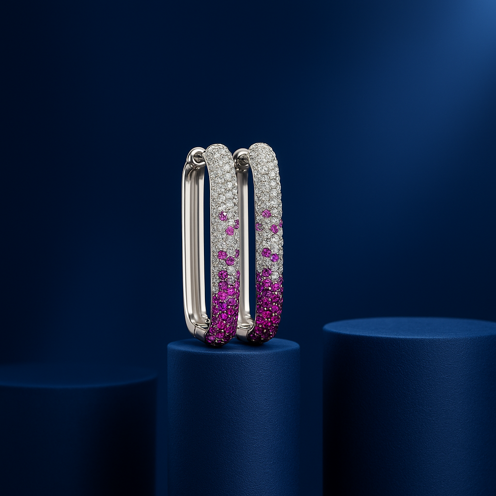 Ruby Ombre Pavé Hoop Earrings