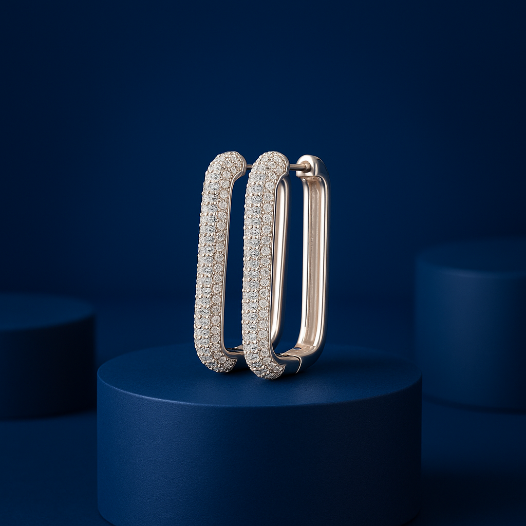 White Ombre Pavé Hoop Earrings