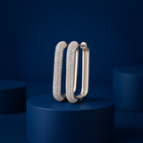 White Ombre Pavé Hoop Earrings