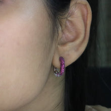Ruby Pavé Huggie Square Hoop Earrings