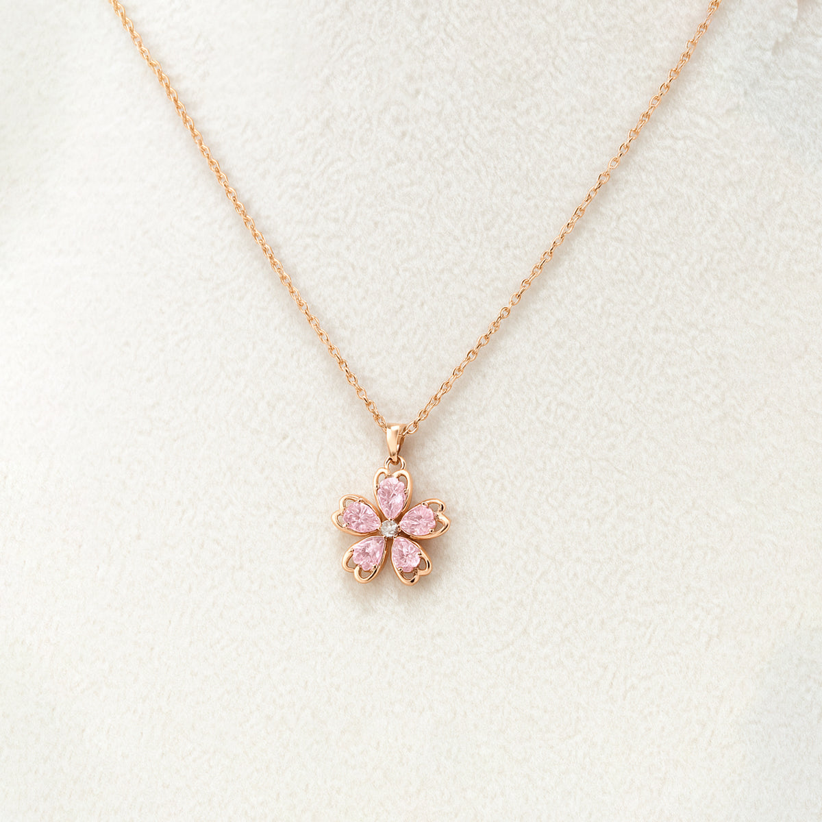 Pink Sakura Blossom Chain 925 Silver Chain Pendant