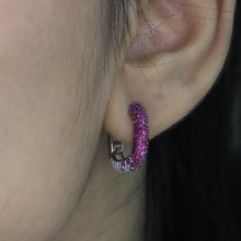 Ruby Pavé Huggie Square Hoop Earrings