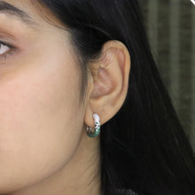 Emerald Pavé Huggie Square Hoop Earrings