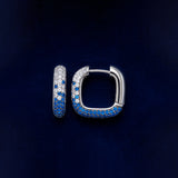 Sapphire Pavé Huggie Square Hoop Earrings