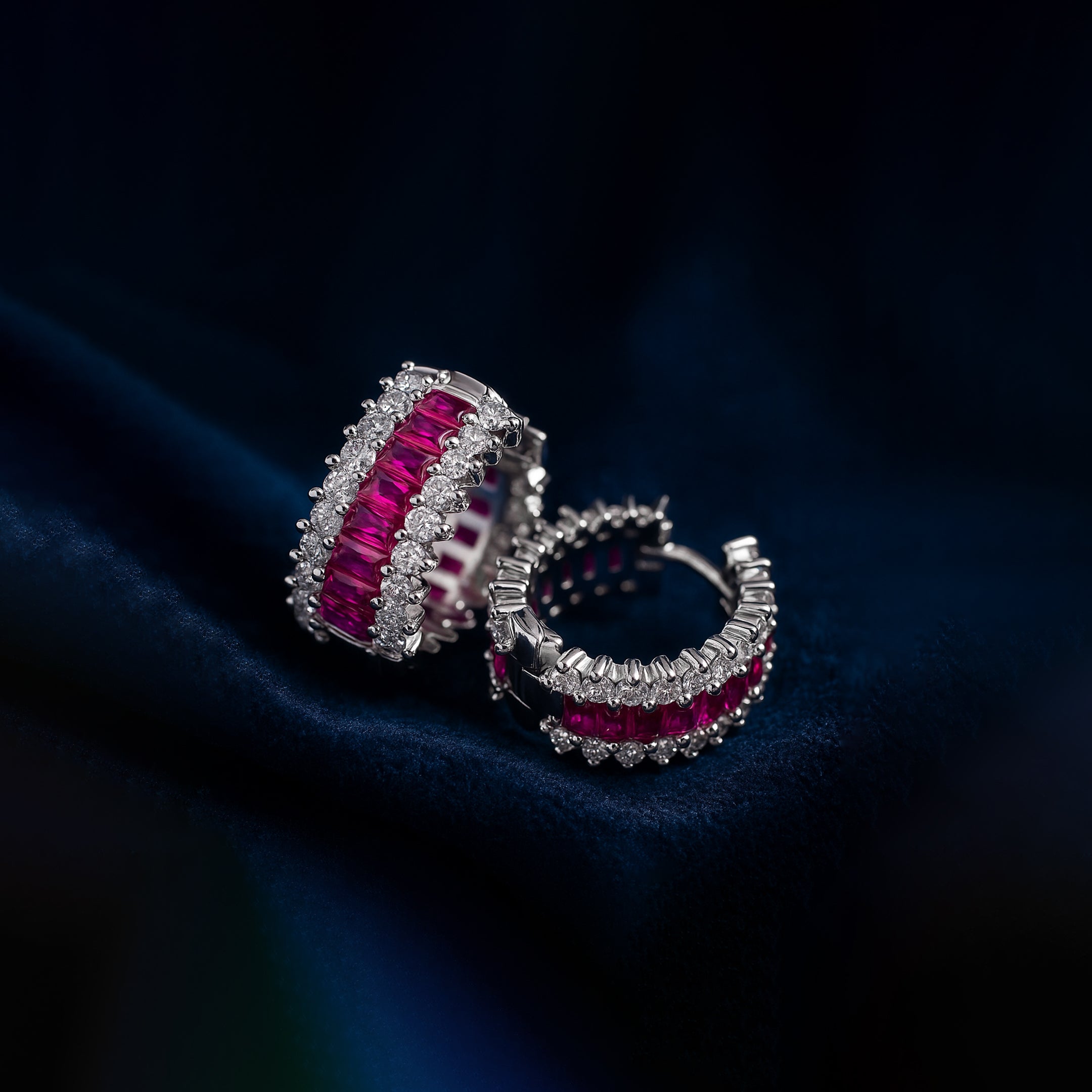 Ruby Huggie Hoop Earrings