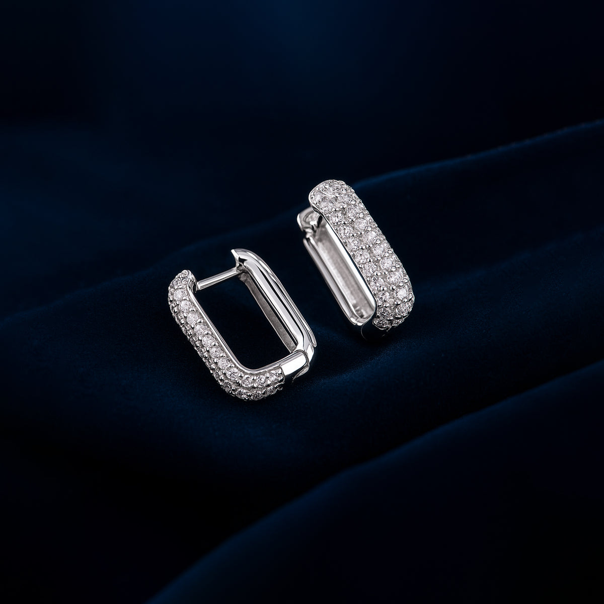 White Ombré Pavé Huggie Hoop Earring