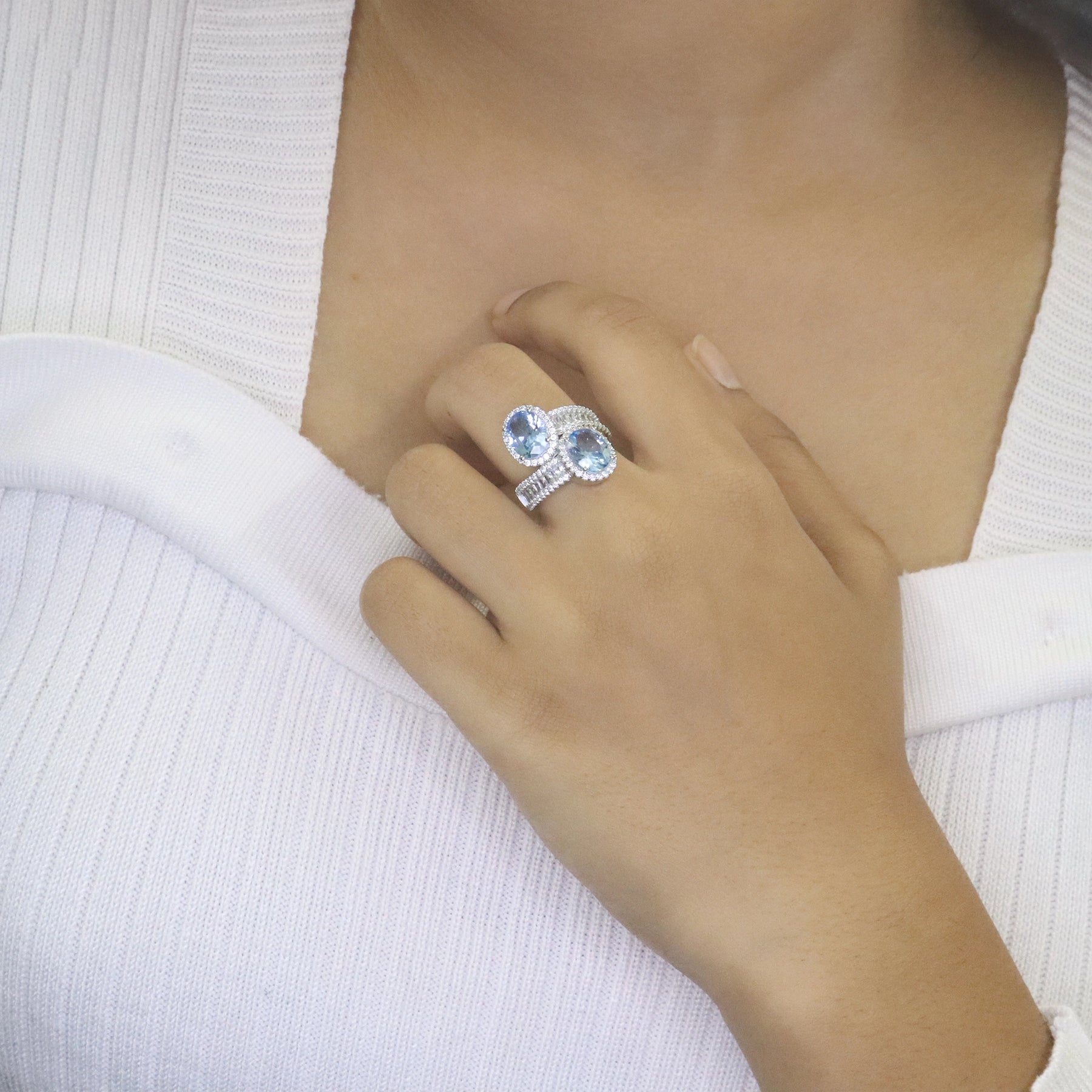 Aqua Toi et Moi Ring
