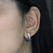 Sapphire Pavé Huggie Square Hoop Earrings