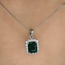 Emerald Princess Cut Halo Pendant