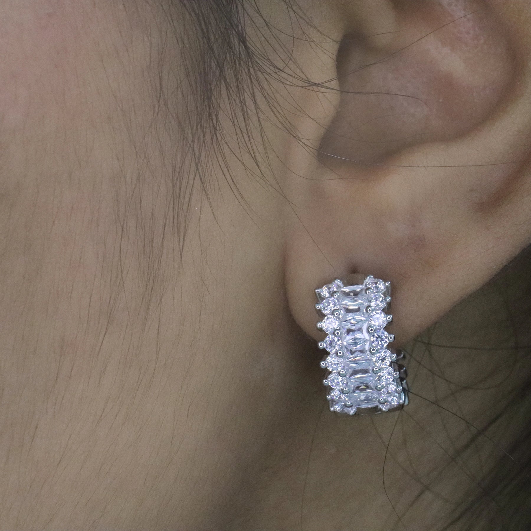 White Huggie Hoop Earrings