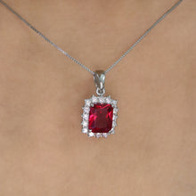 Ruby Princess Cut Halo Pendant