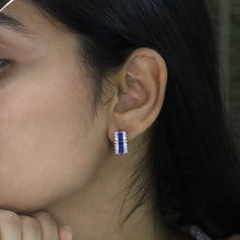 Blue Huggie Hoop Earrings