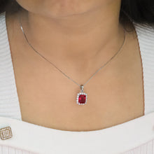 Ruby Princess Cut Halo Pendant