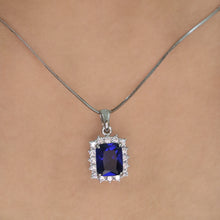 Sapphire Princess Cut Halo Pendant