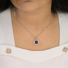 Sapphire Princess Cut Halo Pendant