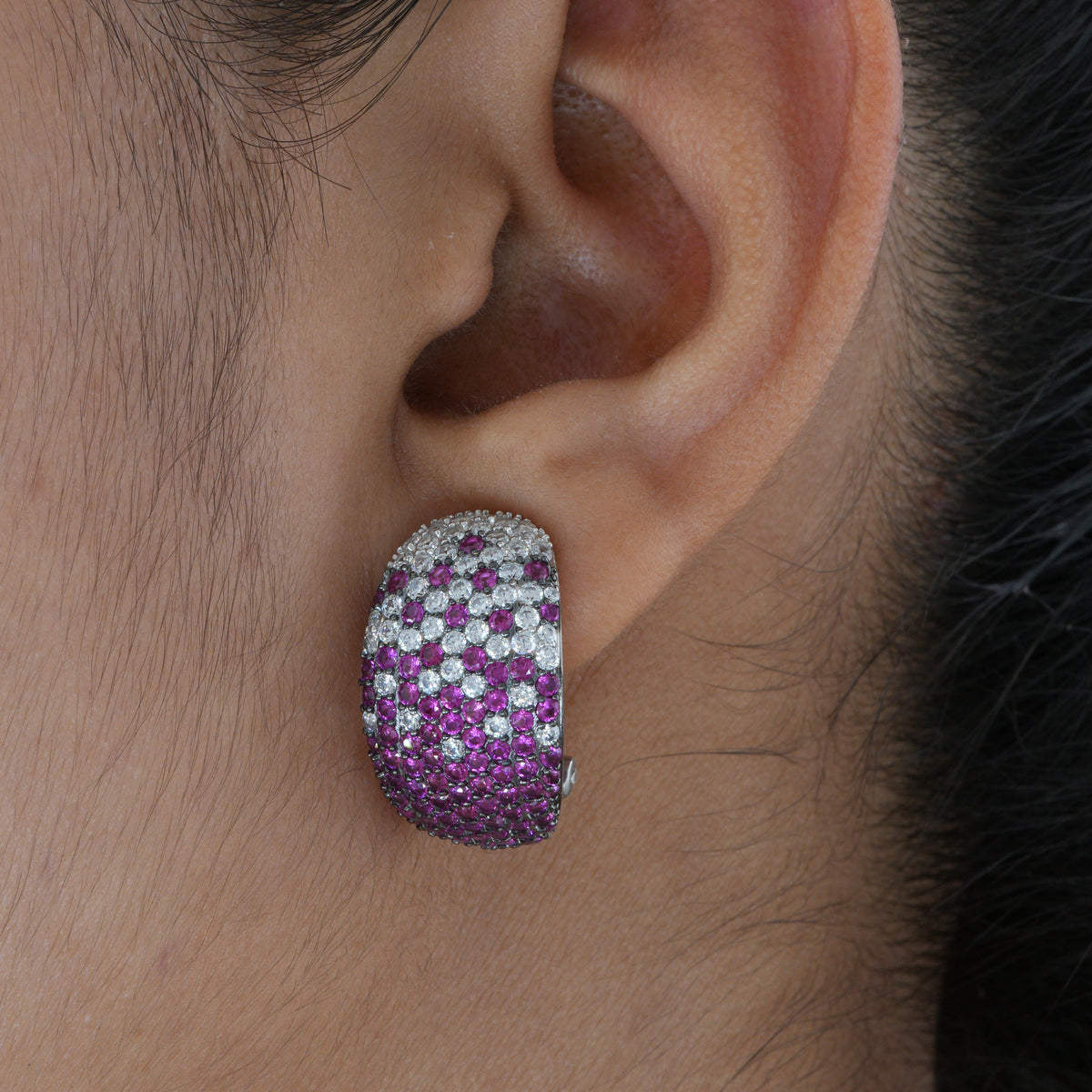 Ruby Gradient Pavé Dome Earring