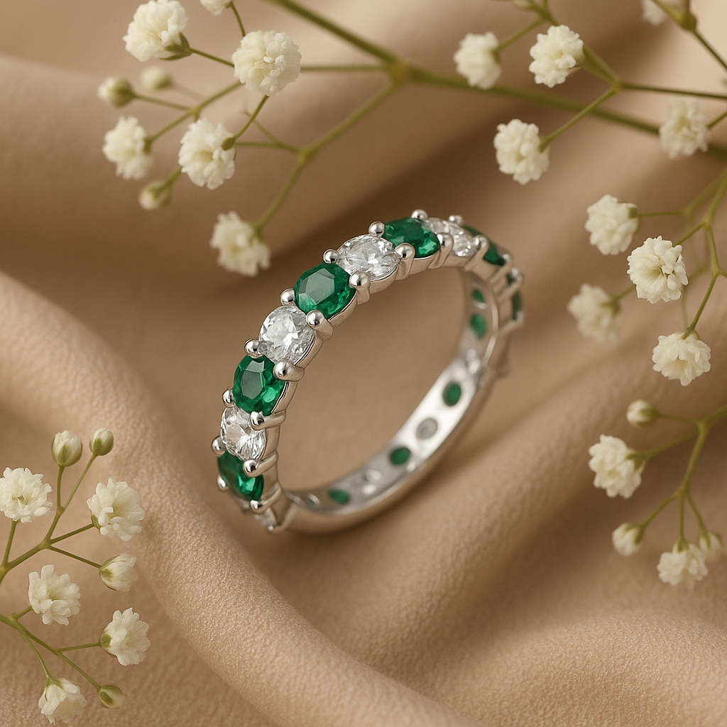 Emerald Eternity Ring Band
