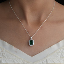 Emerald Princess Cut Halo Pendant