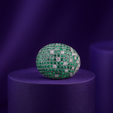 Emerald Dome Pavé Cocktail Ring