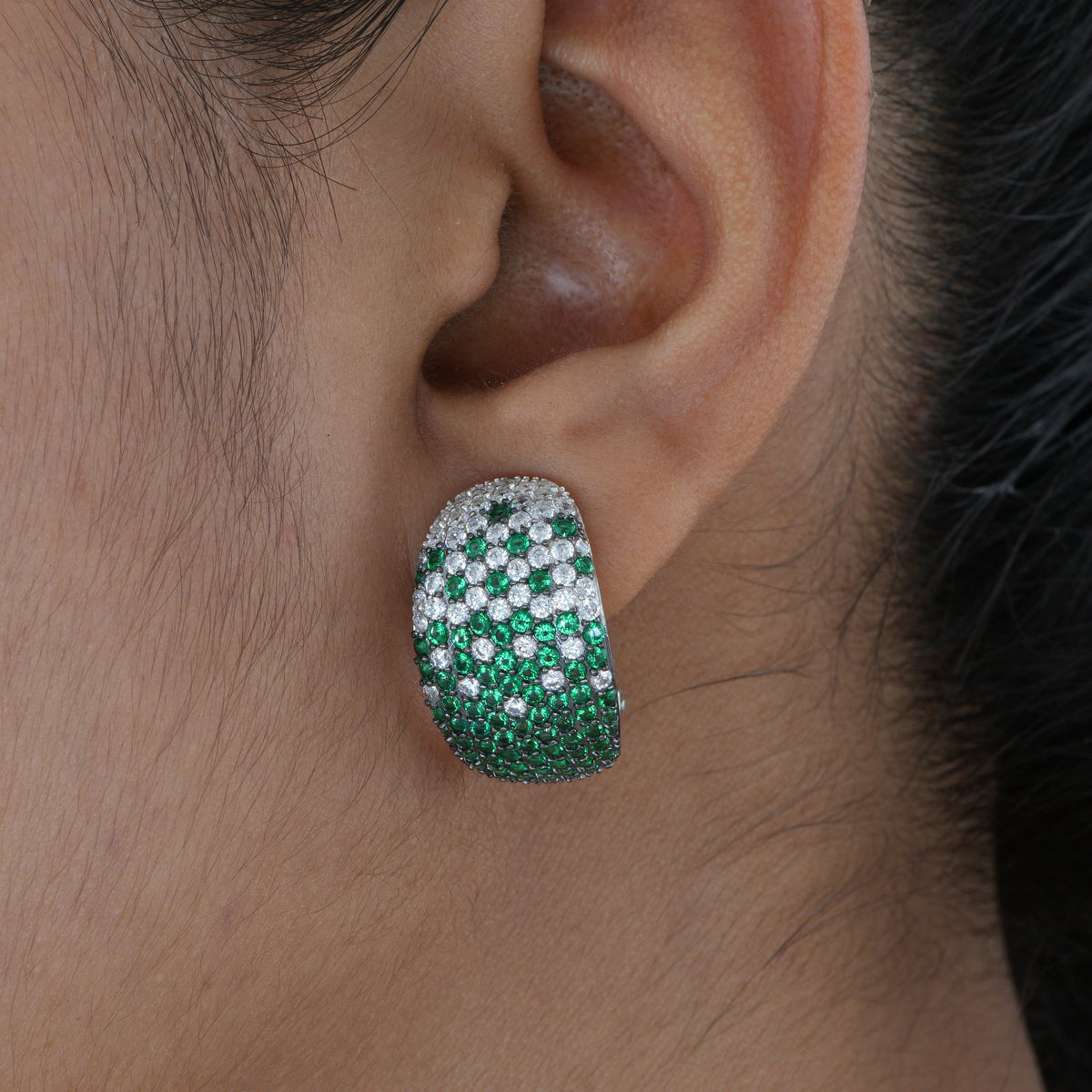 Emerald Gradient Pavé Dome Earring