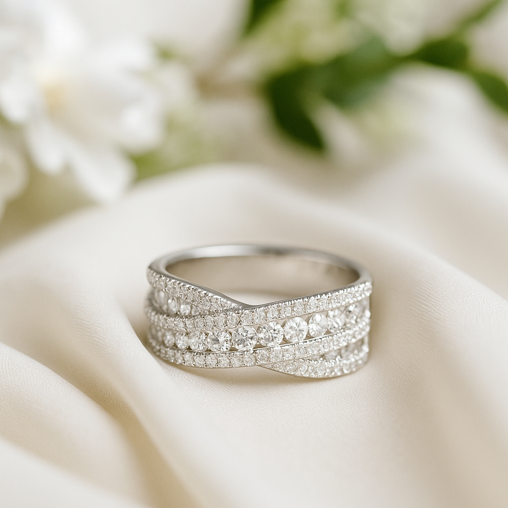White Criss Cross Ring