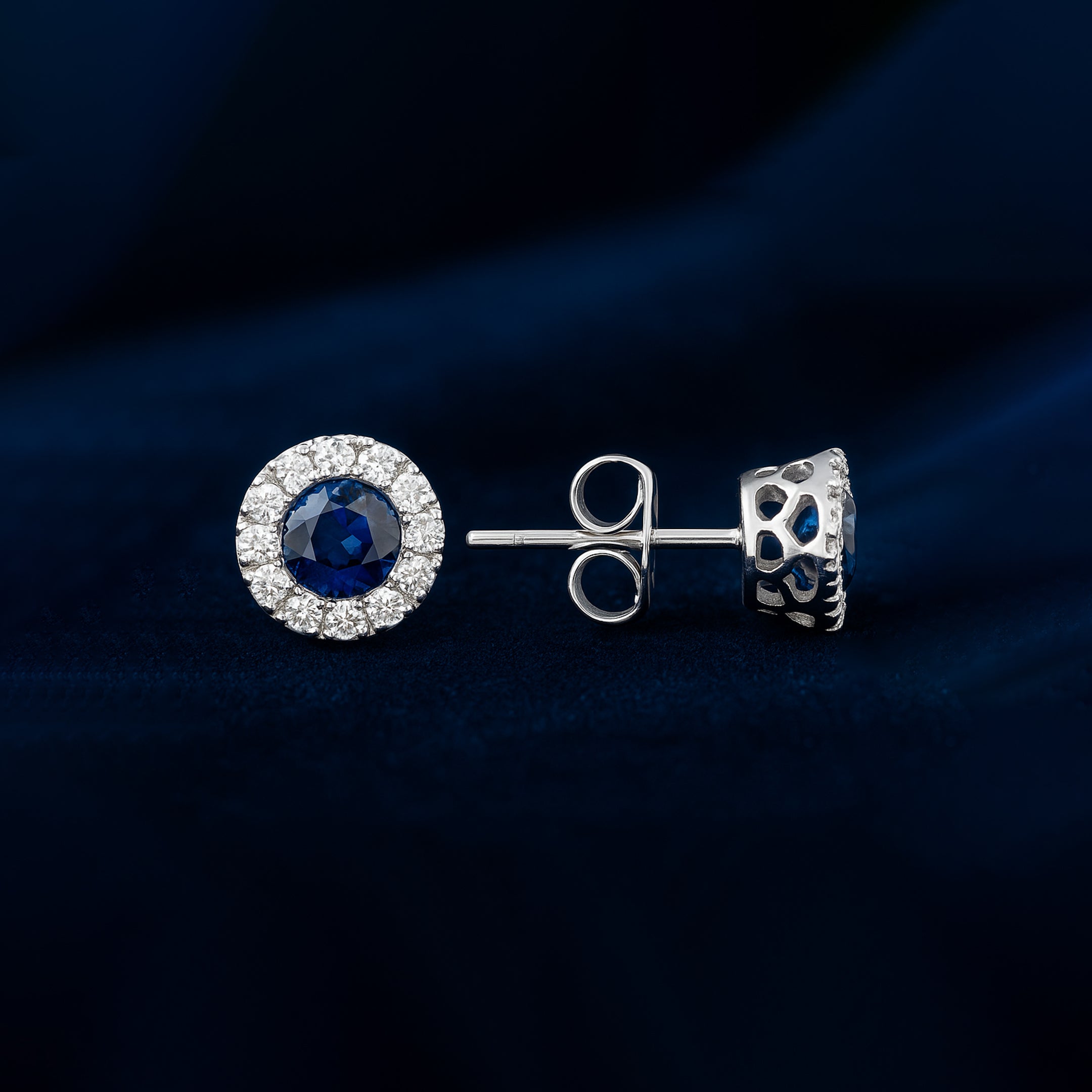 Sapphire Halo Stud Earrings