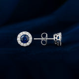 Sapphire Halo Stud Earrings