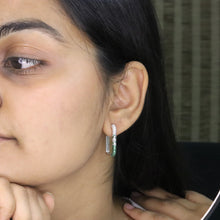 Emerald Ombre Pavé Hoop Earrings