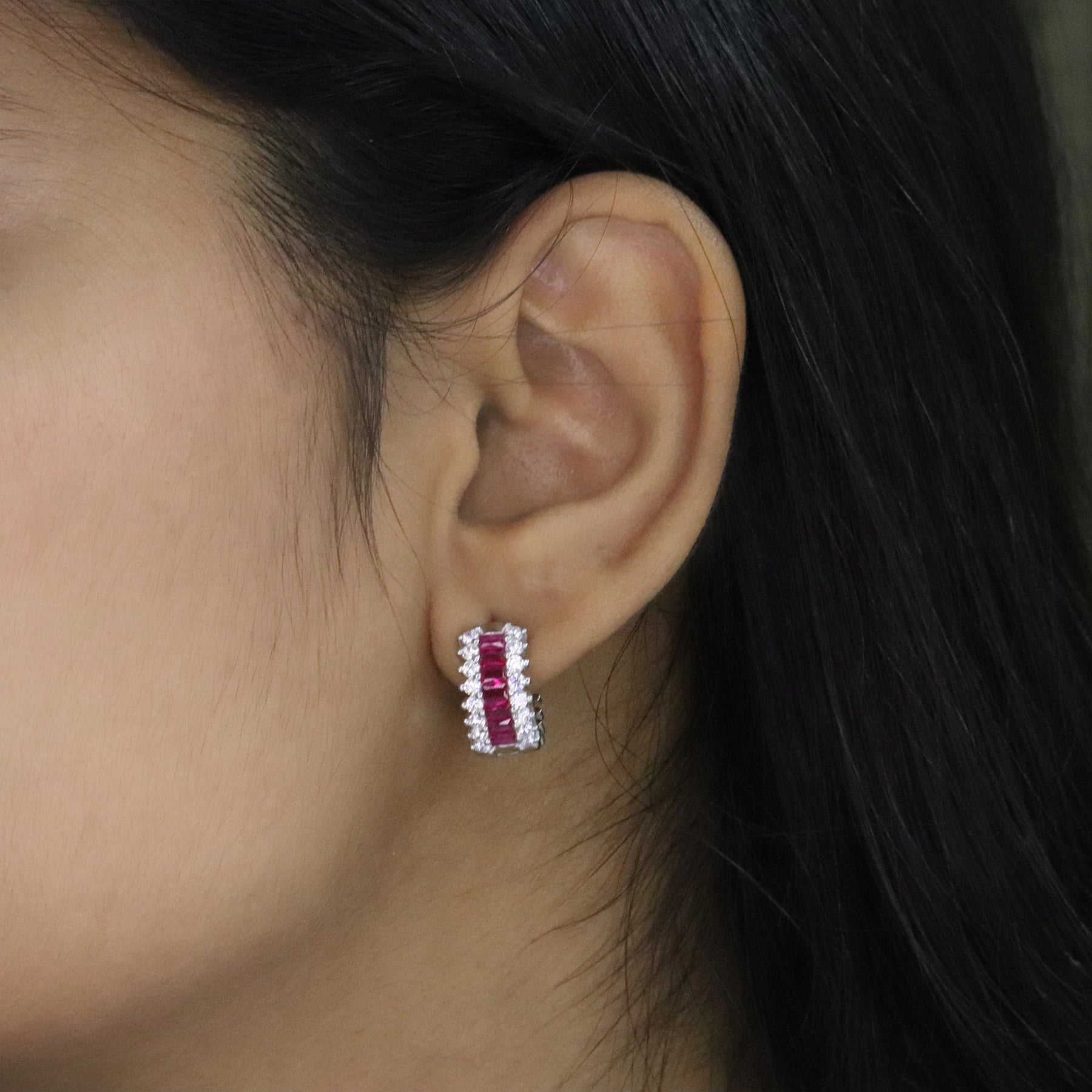 Ruby Huggie Hoop Earrings