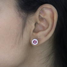 Ruby Halo Stud Earrings