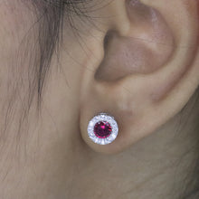 Ruby Halo Stud Earrings