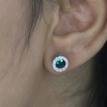 Emerald Halo Stud Earrings