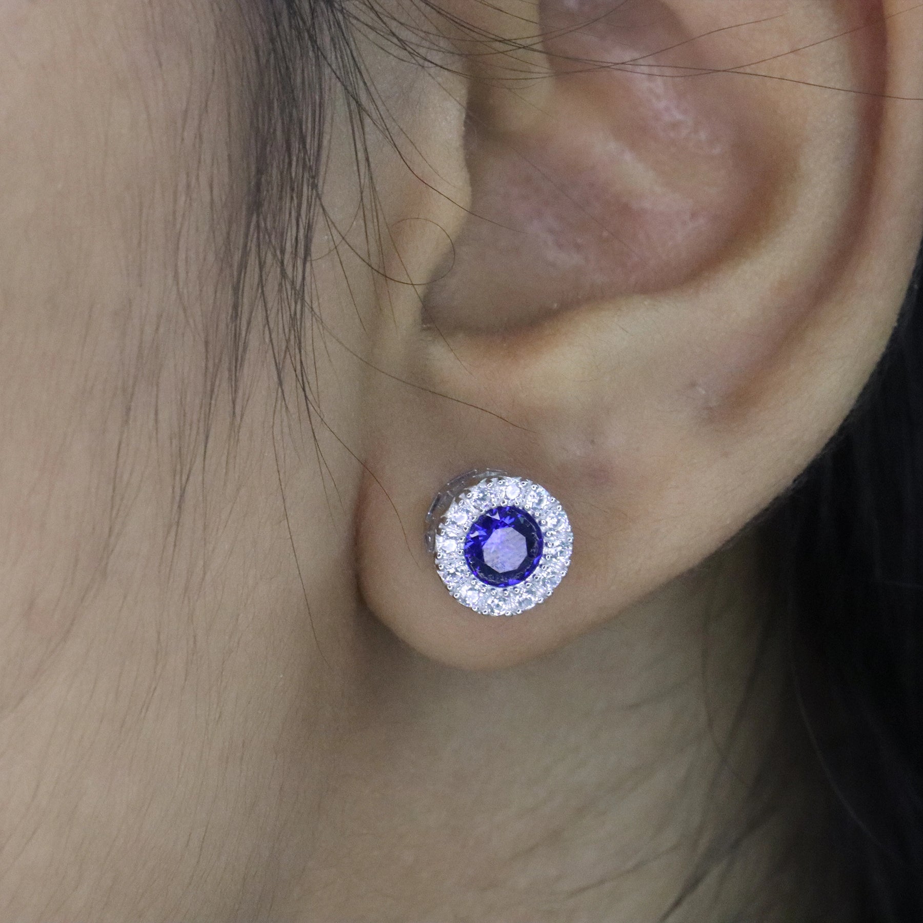 Sapphire Halo Stud Earrings