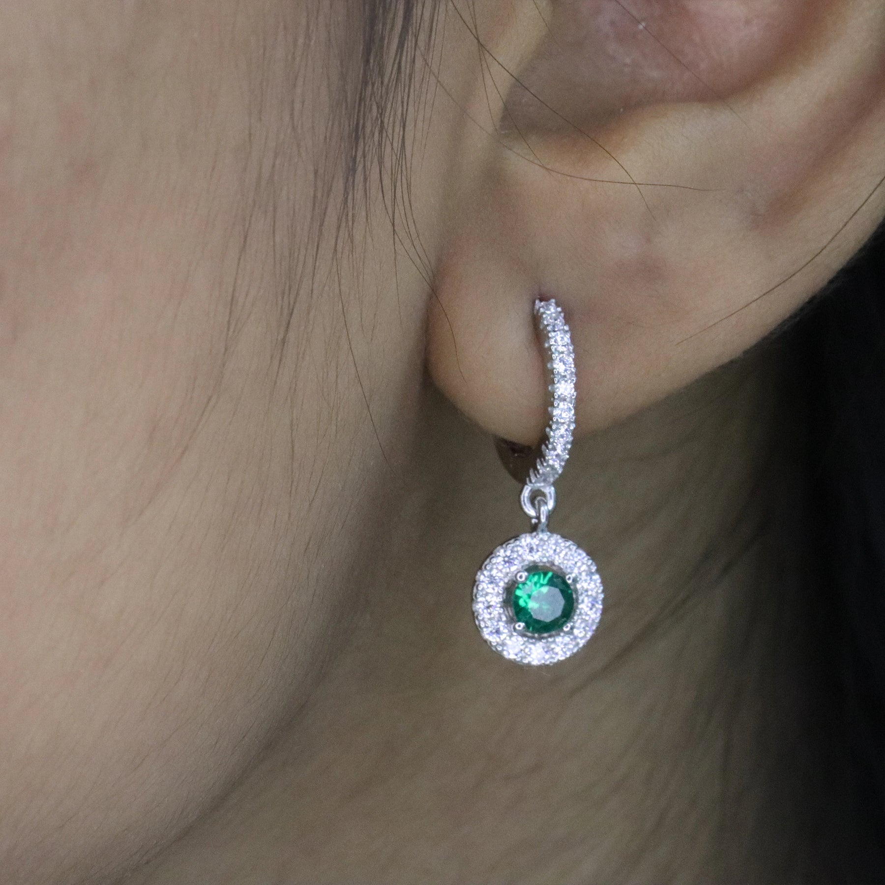 Emerald Celestia Halo Earrings