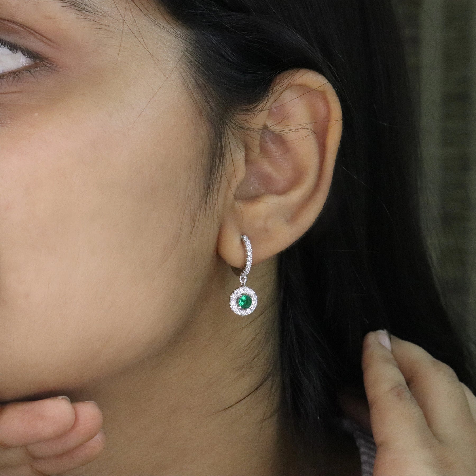 Emerald Celestia Halo Earrings