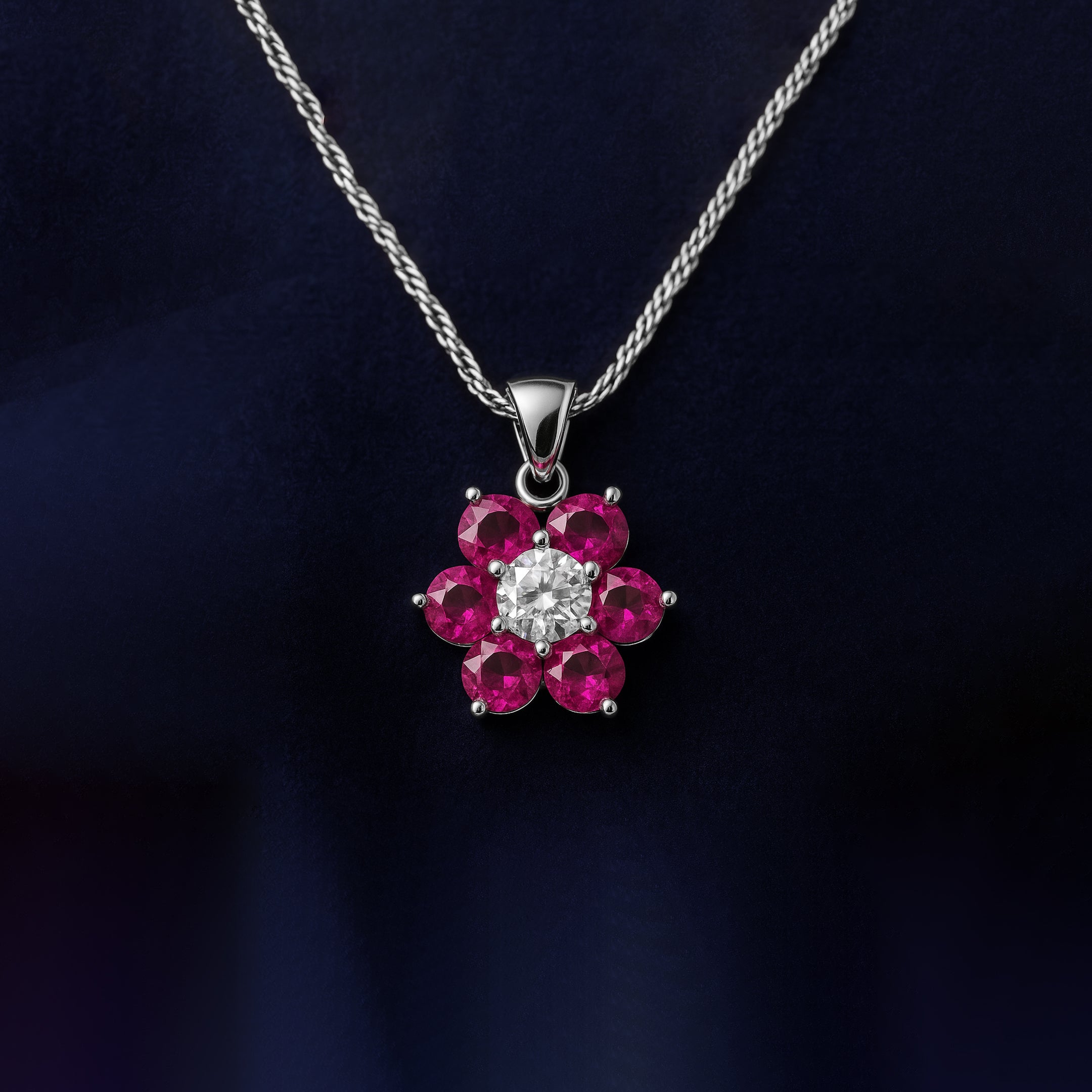 Ruby Floral Pendant
