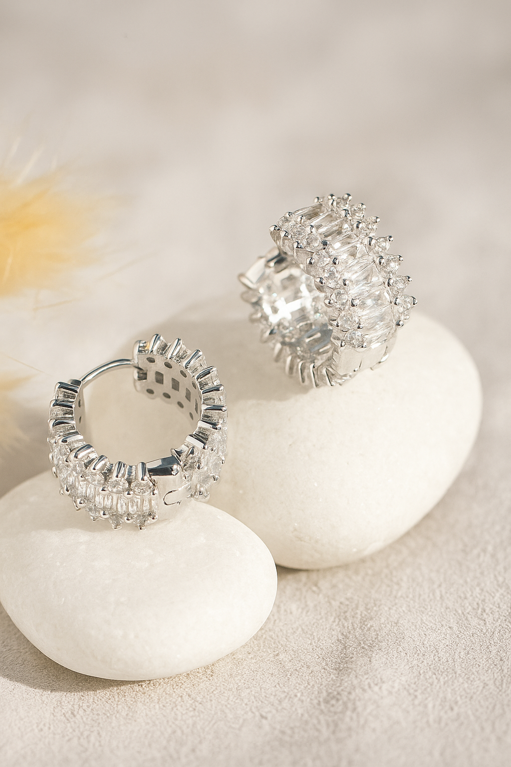 White Huggie Hoop Earrings