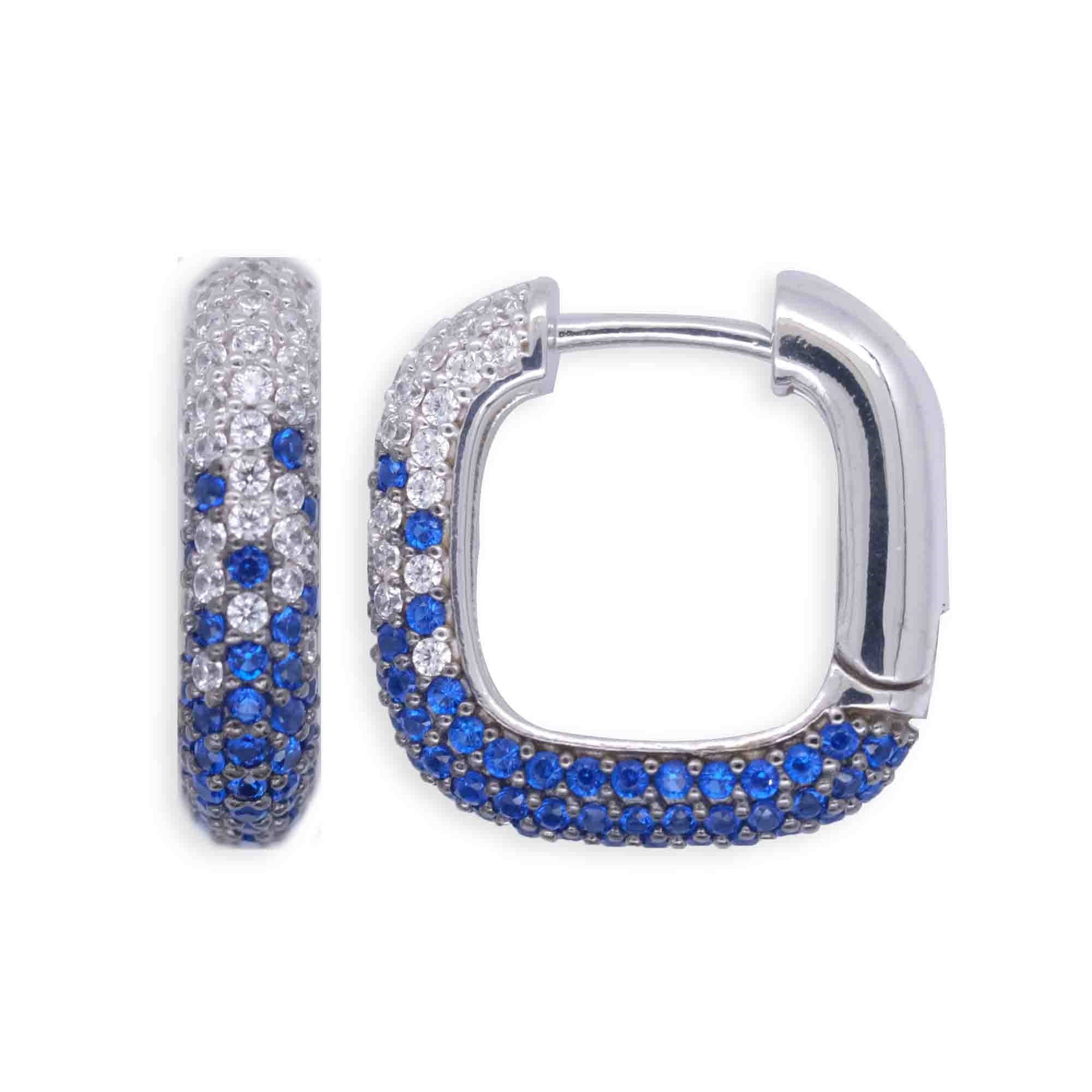 Sapphire Pavé Huggie Square Hoop Earrings