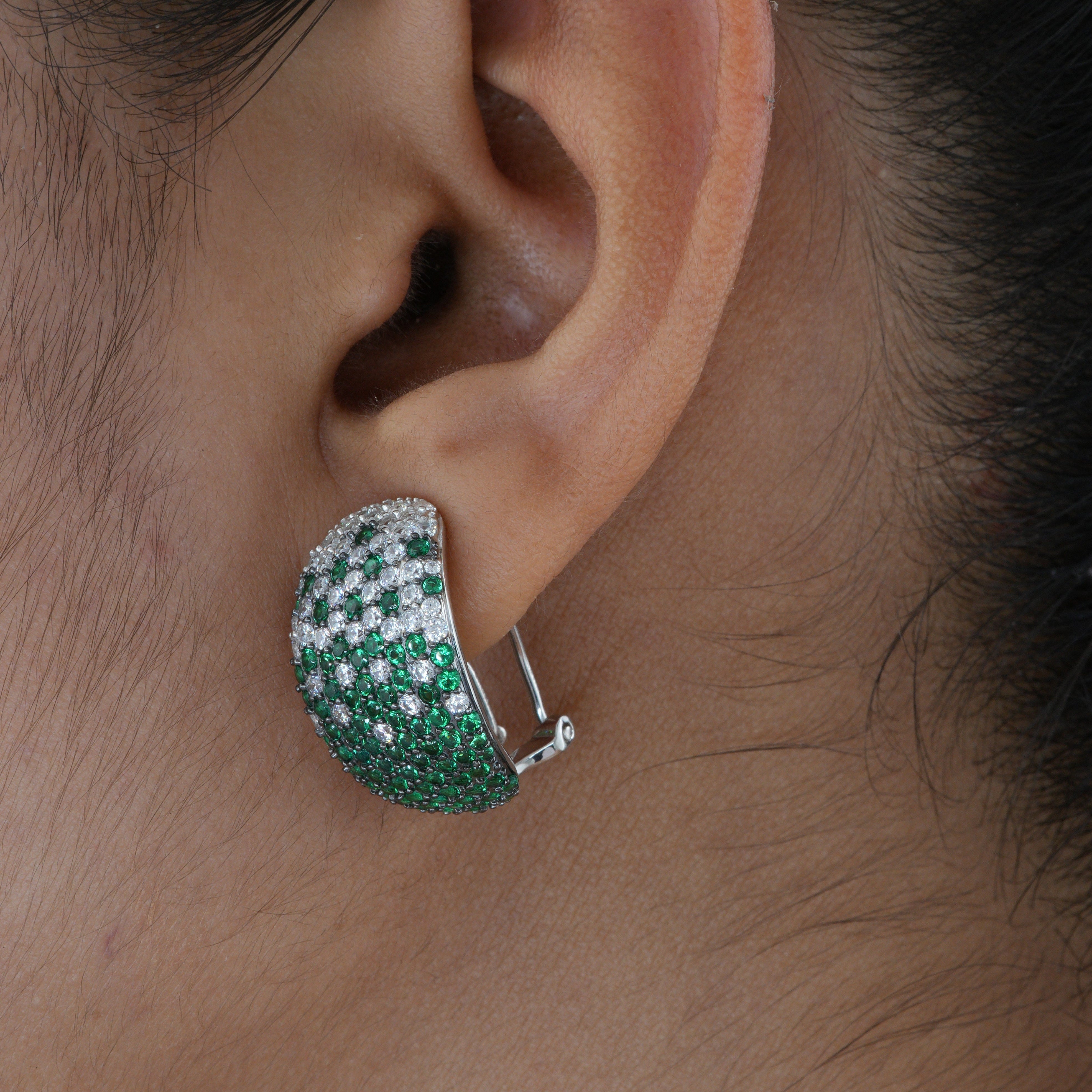 Emerald Gradient Pavé Dome Earring