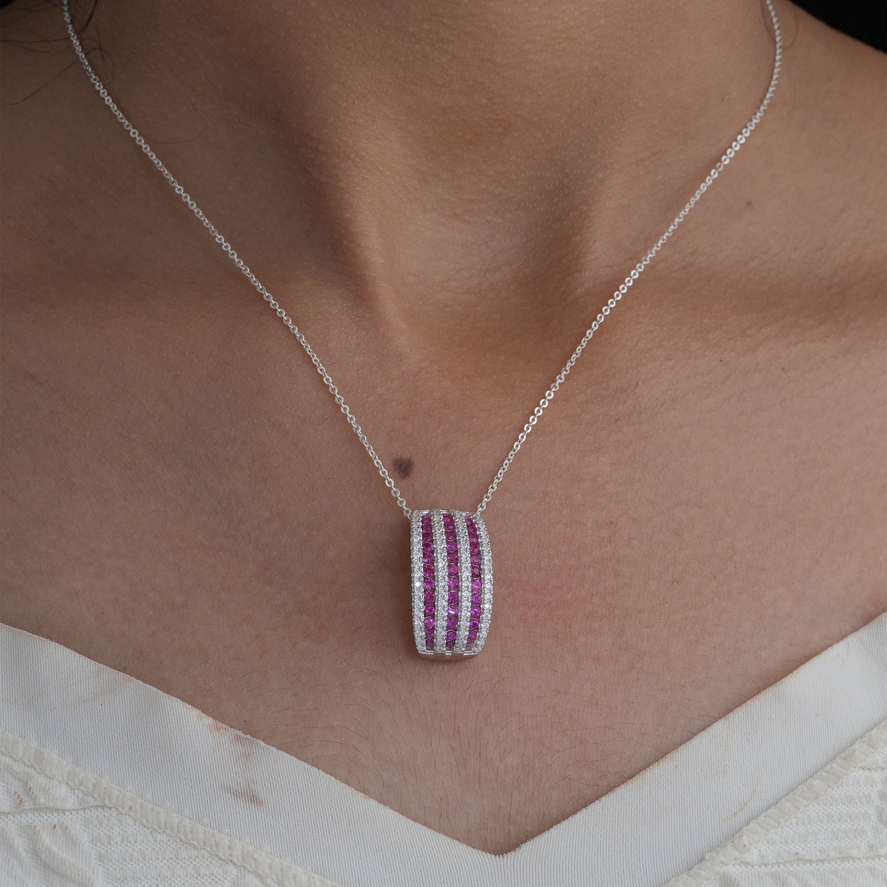 Ruby Stripe Curve Pendant