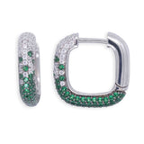 Emerald Pavé Huggie Square Hoop Earrings